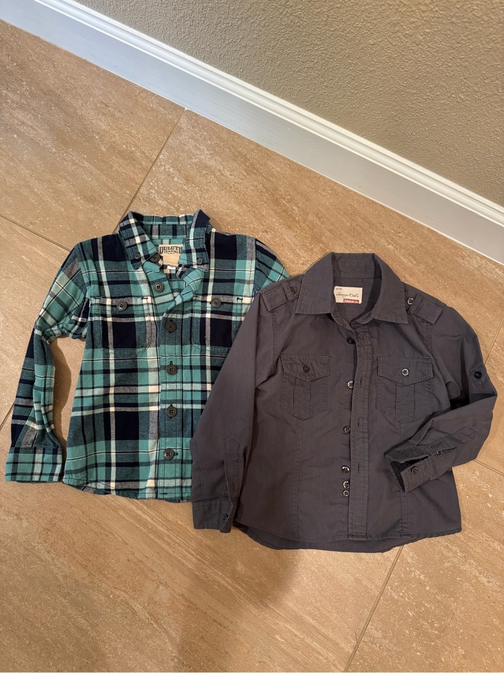 Duluth 2T boys Button-Up Shirt plus Charcoal bonus shirt